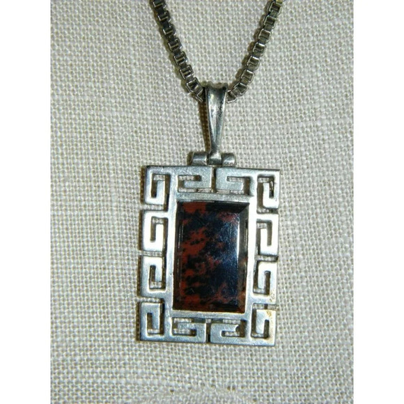 TAXCO TM-181 Mexico 950 Silver Red Jasper Pendant - Picture 2 of 7